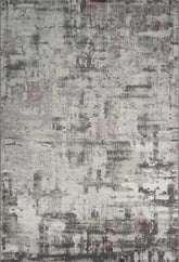 Modern Abstract Distressed Brushstroke Grey & Lilac Area Rug & Runner – 6015 Grey/Lilac