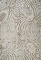 Modern Abstract Concentric Arc White & Gold Area Rug & Runner – 6181 White/Gold