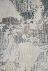Modern Abstract Marble Watercolor White & Blue Area Rug & Runner – 6330 White/Blue