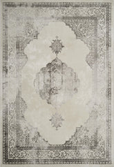 Traditional Vintage Distressed Persian Medallion White & Taupe Area Rug & Runner – 6341 White/Vizion