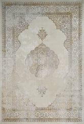 Traditional Vintage Distressed Persian Medallion White & Gold Area Rug & Runner – 6341 White/Gold