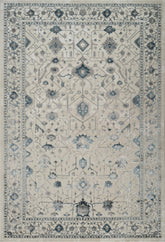 Traditional Vintage Distressed Persian All-Over White & Blue Area Rug & Runner – 6344 White/Blue