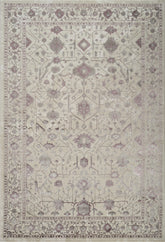 Traditional Vintage Distressed Persian All-Over White & Lilac Area Rug & Runner – 6344 White/Lilac