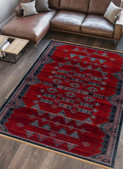 Traditional Tribal Southwestern Geometric Red Area Rug & Runner – E927A Red