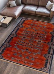 Traditional Tribal Southwestern Geometric Rose Area Rug & Runner – E927A Rose