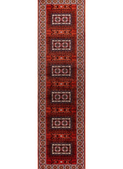Traditional Tribal Turkmen Geometric Panel Rose Area Rug & Runner – E851B Rose