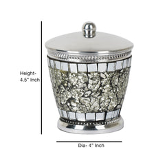 Vanity Jar | Stylish Storage for Cotton Swabs,Rounds,Balls,Sponges & Bath Salts | Decorative Canister for Bathroom, Bedroom | Ice Mosaic