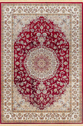 Traditional Persian Nain Floral Medallion Red Area Rug & Runner – A019G Red