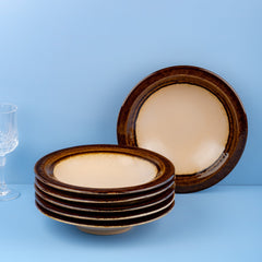 Porcelain Deep Plate | Splash Edge Sahara | Set of 6