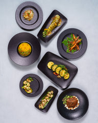 Deep Plate| Black Finish, Porcelain | Set of 6