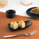Porcelain Rectangle Plate | Black | Set of 12