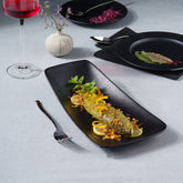 Rectangle Plate | Porcelain | Black, Set of 6