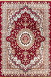 Traditional Persian Tabriz Floral Medallion Red Area Rug & Runner – B582B Red