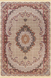 Traditional Persian Mahi Fish Medallion Beige Area Rug & Runner – B924D Beige