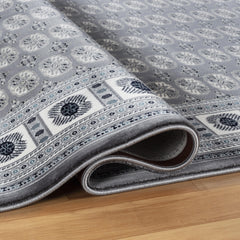 Traditional Bokhara Persian All-Over Bordered Grey Area Rug & Runner – C669B Grey