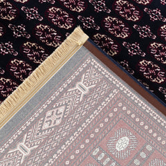 Traditional Bokhara Persian All-Over Bordered Navy Area Rug & Runner – C669B Navy