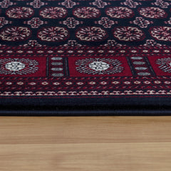 Traditional Bokhara Persian All-Over Bordered Navy Area Rug & Runner – C669B Navy