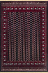 Traditional Bokhara Persian All-Over Bordered Navy Area Rug & Runner – C669B Navy