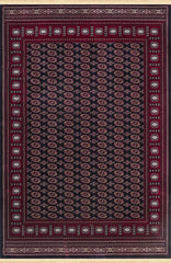 Traditional Bokhara Persian All-Over Bordered Navy Area Rug & Runner – C669B Navy