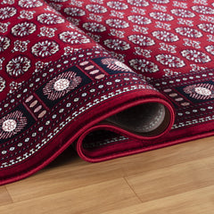 Traditional Bokhara Persian All-Over Bordered Red Area Rug & Runner – C669B Red