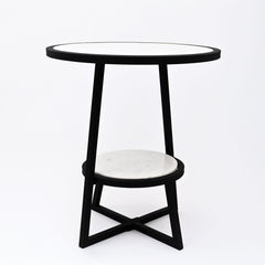 End Table | White Marble Top Side Table | Black Metal Frame | Modern Living Room Decor