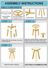 Round Marble Top Side Table | Gold Metal Frame | End Table | Accent Furniture