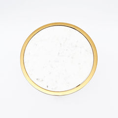 Round Marble Top Side Table | Gold Metal Frame | End Table | Accent Furniture