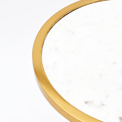 Round Marble Top Side Table | Gold Metal Frame | End Table | Accent Furniture