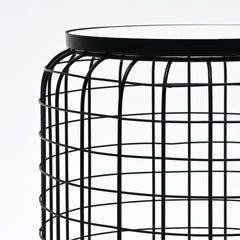 Marble End Table | Round Side Table | Black Metal Frame | Modern Living Room Decor