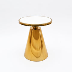 White Marble Side Table | Gold Metal Frame | Modern End Table | Home Decor Accent