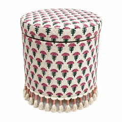 Bohemian Upholstered Ottoman with Hidden Storage, 16x16x18"