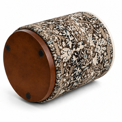 Marble Top Drum Ottoman | 11.5 x 11.5 x 20" | Accent Stool