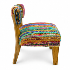 Upholstered Accent Chair, 25x25x27" with Acacia Wood Frame