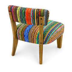Upholstered Accent Chair, 25x25x27" with Acacia Wood Frame