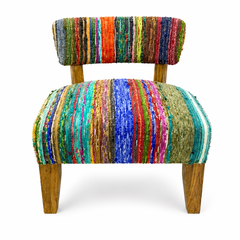 Upholstered Accent Chair, 25x25x27" with Acacia Wood Frame