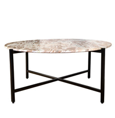 Brown Marble Coffee Table | Grey Metal Frame Center Table