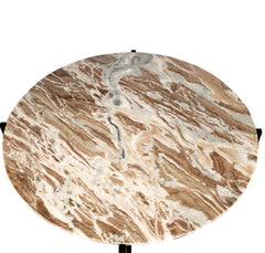 Brown Marble Coffee Table | Grey Metal Frame Center Table