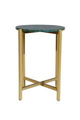 Green Marble Side Table 21" | Metal Legs End Table (Grey/Gold Options)