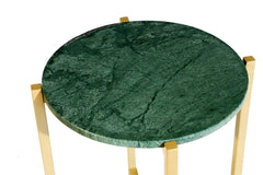 Green Marble Side Table 21" | Metal Legs End Table (Grey/Gold Options)