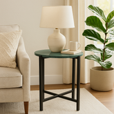 Green Marble Side Table 21" | Metal Legs End Table (Grey/Gold Options)