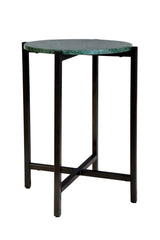 Green Marble Side Table 21" | Metal Legs End Table (Grey/Gold Options)