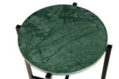 Green Marble Side Table 21" | Metal Legs End Table (Grey/Gold Options)