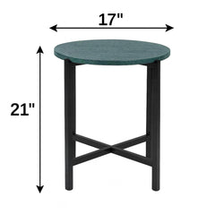Green Marble Side Table 21" | Metal Legs End Table (Grey/Gold Options)