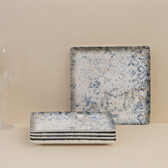 Square Platter With Foot | Porcelain, Palma | Pack of 6