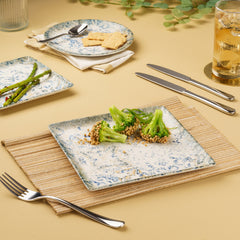 Square Platter With Foot | Porcelain, Palma | Pack of 6