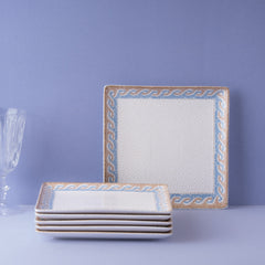 Square Platter With Foot | Porcelain | Set of 6