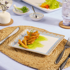 Square Platter With Foot | Porcelain | Set of 6