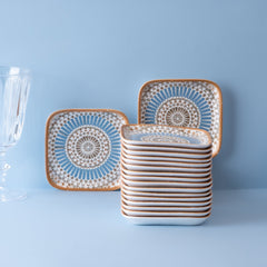 Porcelain Square Plate | Tangier, Set of 18