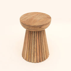 Hand Carved Mango Wood Accent Table Stool, 16x16x22"