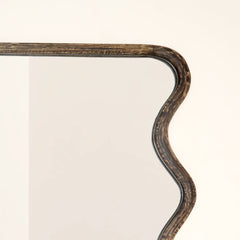 Wavy Full-Length Floor Mirror with Mango Wood Frame, 36x72"